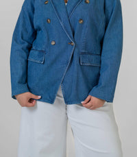 Tanya Taylor - Michelle Denim Long Sleeve Blazer - Plus