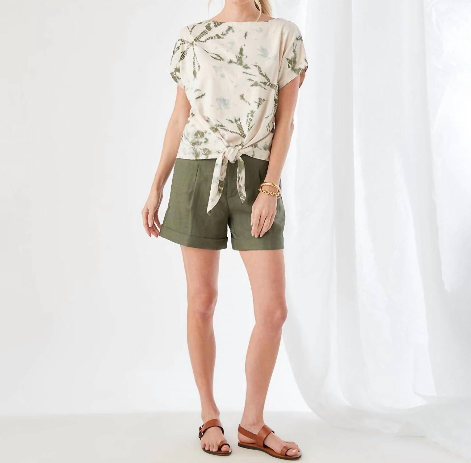 Karen Kane - Penny Tie Dye Front-tie Short Sleeve Top