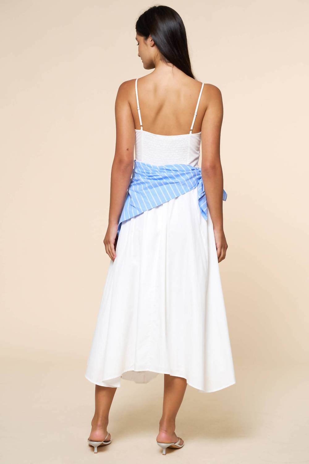 Lalavon - Stripe Waist Bandana Sleeveless Tie Maxi Dress
