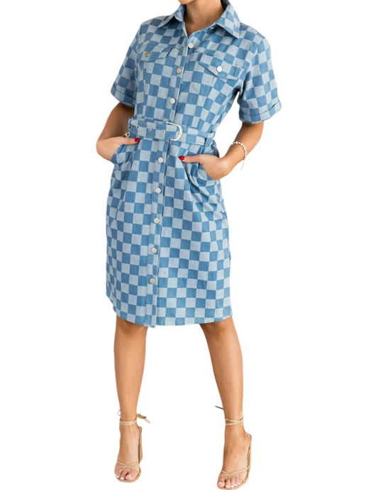 Polagram - Checkered Denim Dress