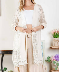 Blue Velvet - Women's Lace Inset Cardigan