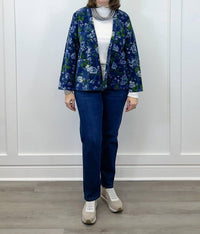 Dolma Astrid Velvet Jacket in navy - women's jacket - detail view