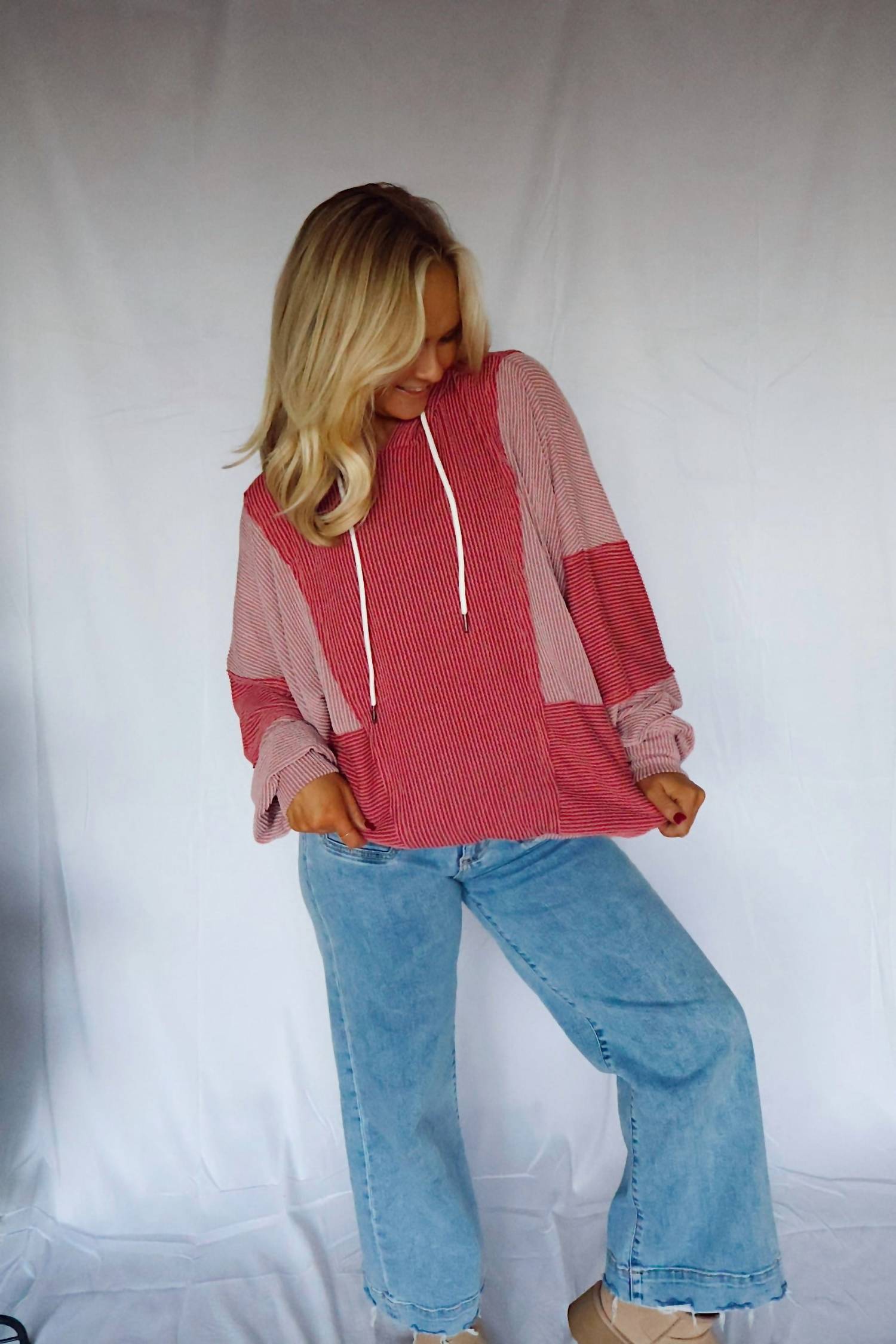 Bibi - Block Ribbed Pullover Jacket