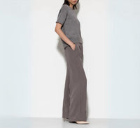 LUISA CERANO Tab Closure Straight Leg Trouser in taupe - women's pants - detail view
