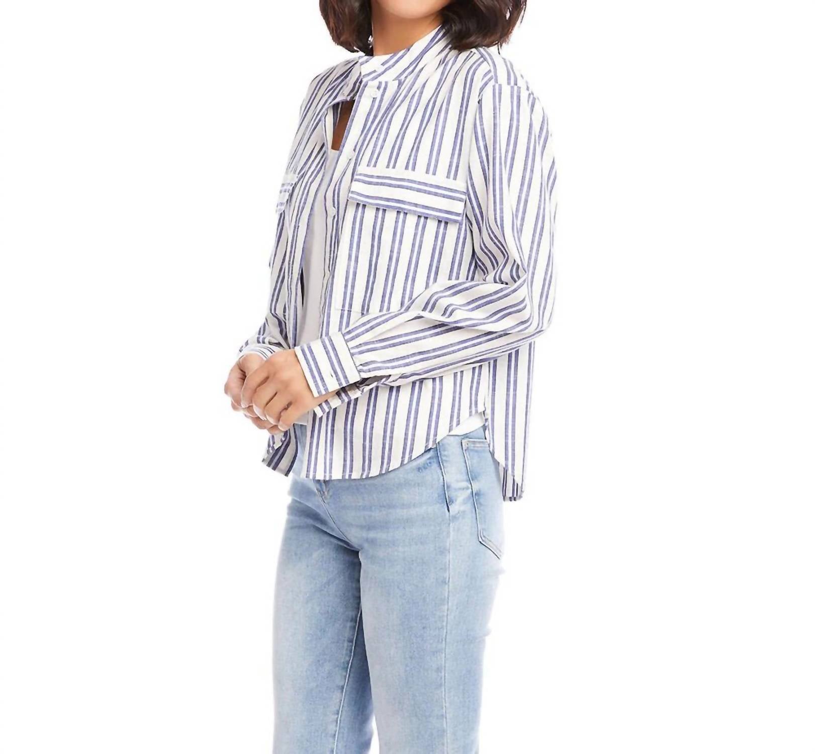 Karen Kane - Sevil Stripe Shirt Jacket