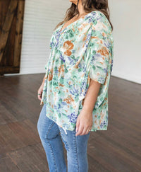 Jodifl - Fabled In Floral Draped Peplum Top