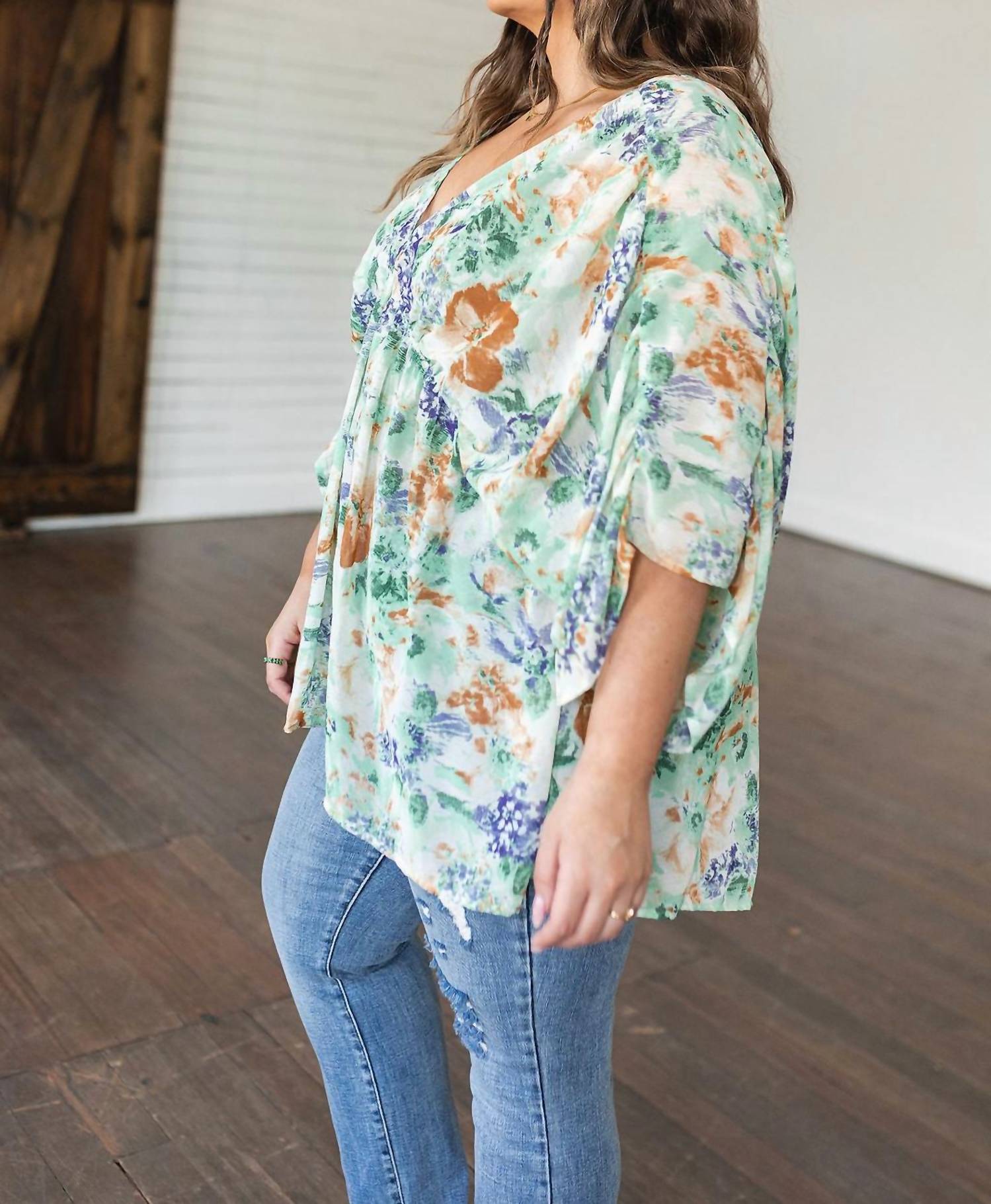 Jodifl - Fabled In Floral Draped Peplum Top