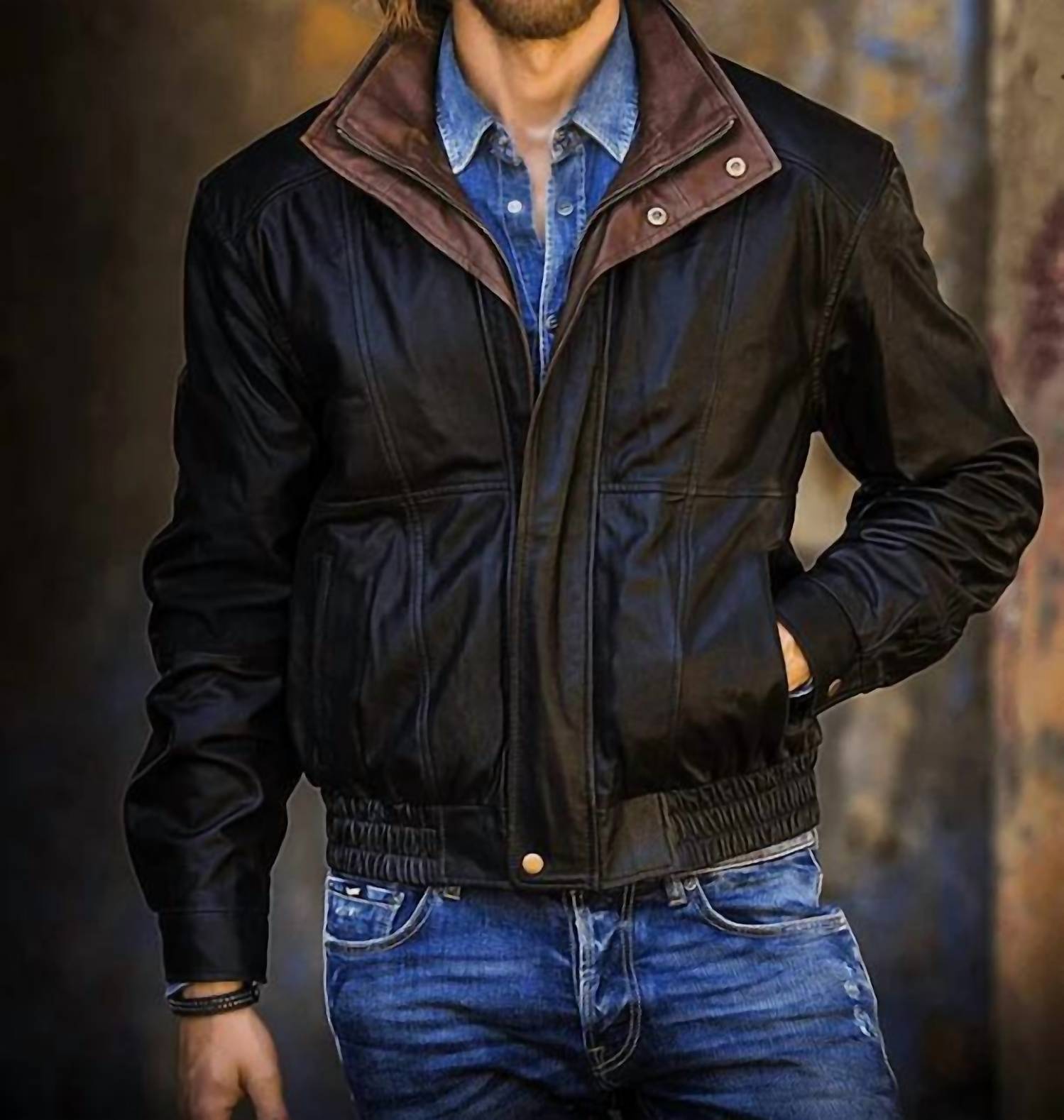 Scully - Men's Double Collar Leather Jacket