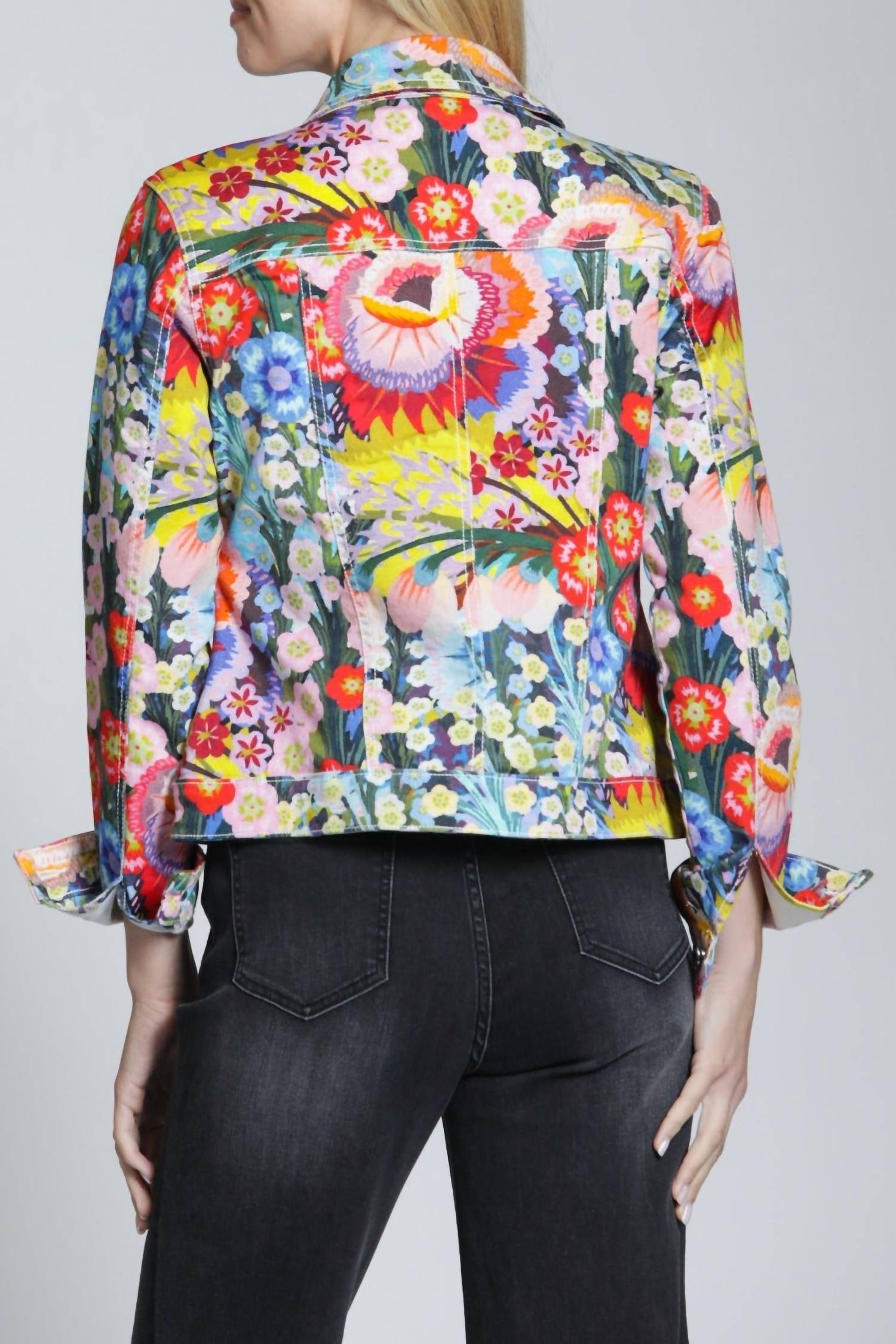 Apny - Printed Stretch Denim Trucker Jacket