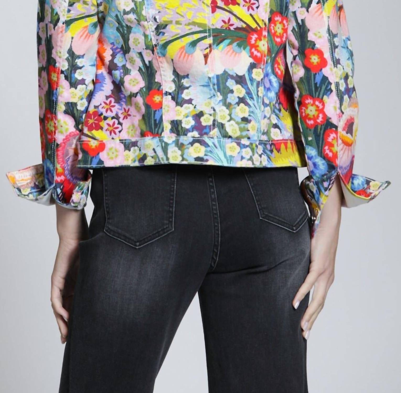 Apny - Printed Stretch Denim Trucker Jacket