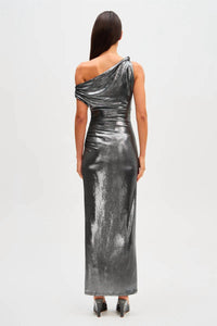 MISHA Nyra Metallic Gown in silver - women's dress - detail view