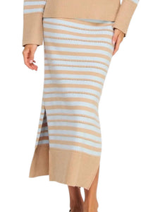Strut & Bolt Knit Midi Skirt in taupe sky blue - women's skirt