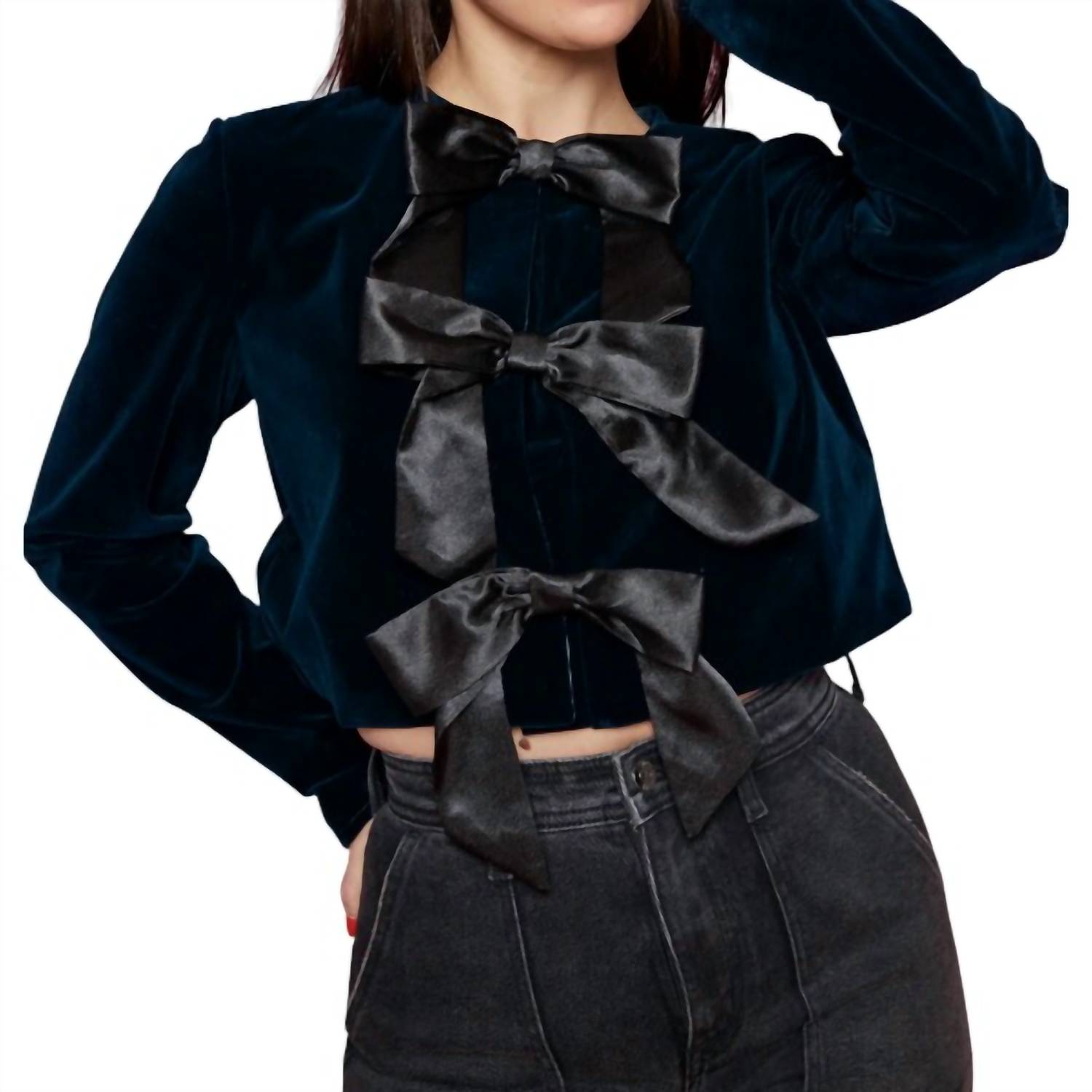 Sister Bloom - Brynn Velvet Bow Front Top