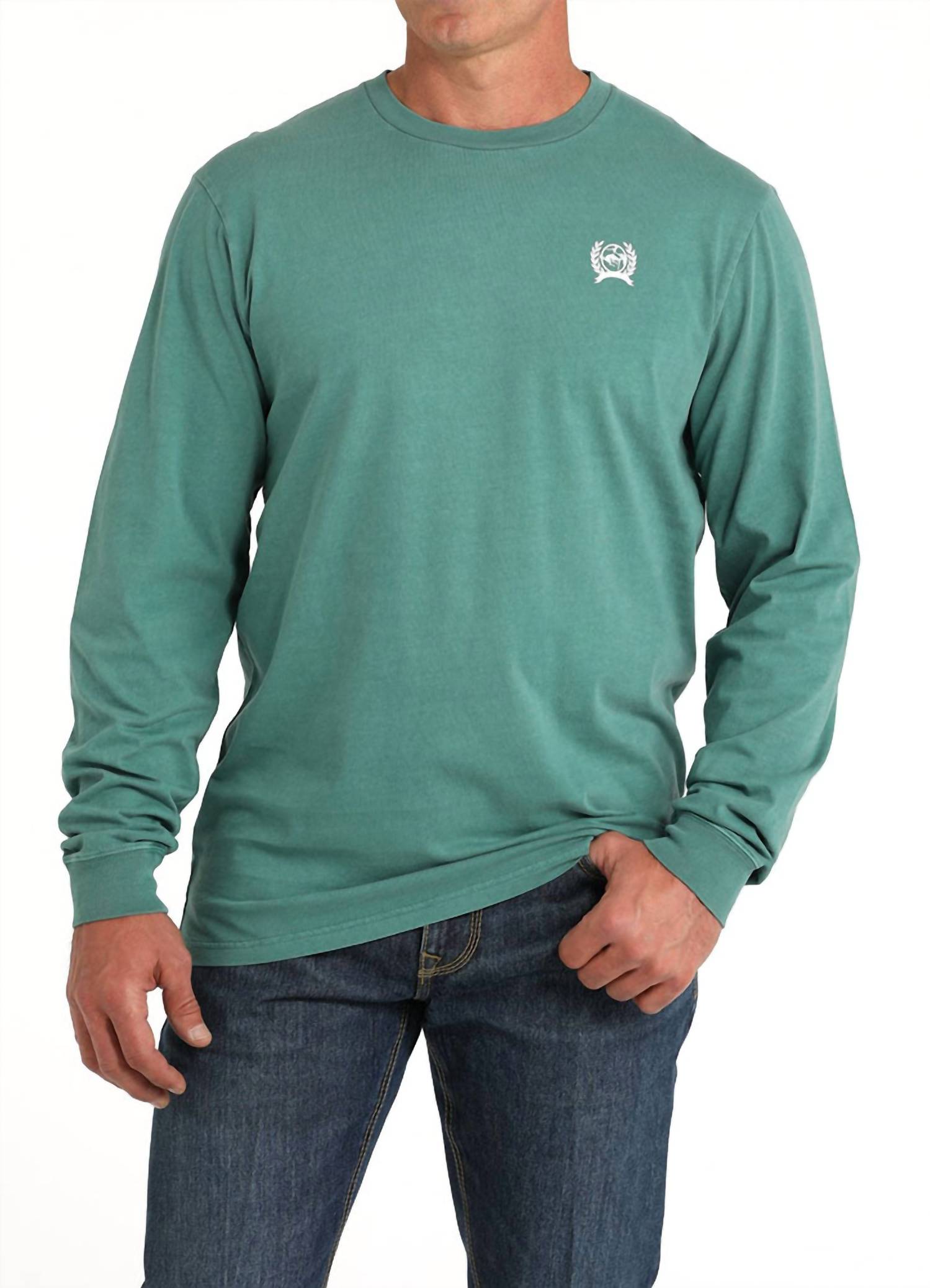 CINCH Long Sleeve Tee Top in green - men's long sleeve top