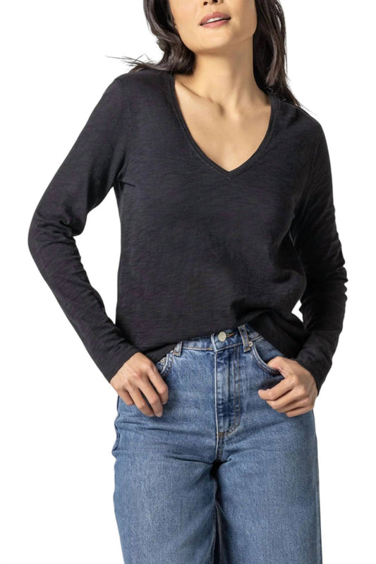 Lilla P - Long Sleeve V-Neck Top