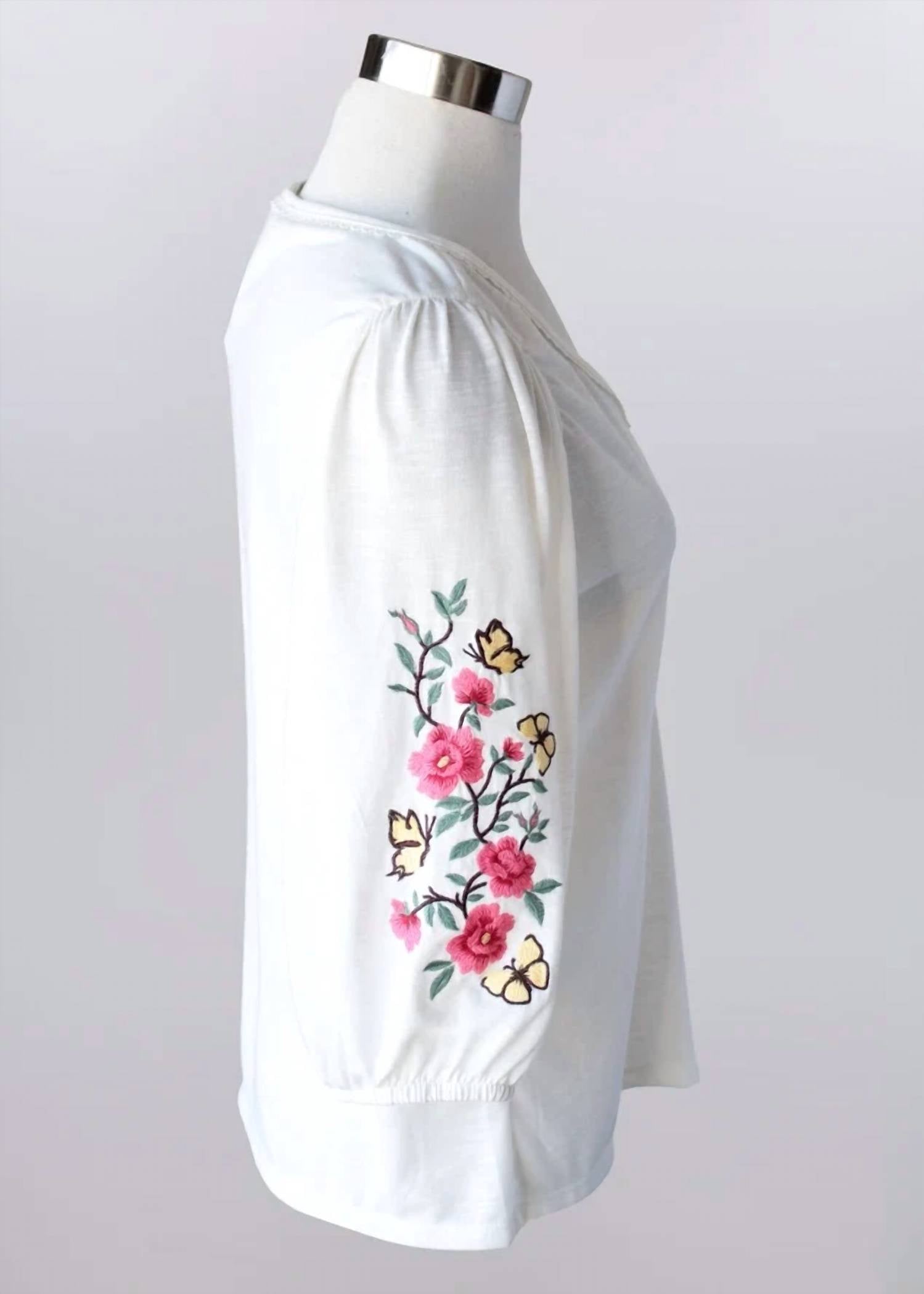 Keren Hart - Women's Embroidered Sleeves Top
