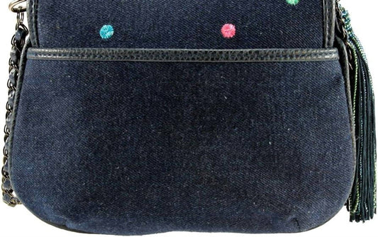 Mary Frances - Darling Embroidered Flowers Denim Mini Crossbody Purse