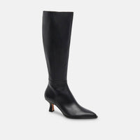 Dolce Vita Women's Auggie Boots in black leather - women's shoe - detail view
