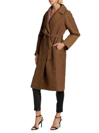 Elie Tahari - Women's Quilted Floral Stitch Wrap Coat