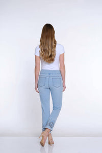 Slimsation By Multiples - Sequin Embroidered Hem Jean