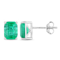 Diana M Jewels Women's Octagon Natural Ethiopian Emerald Stud Earrings (2.75 Ct) - Signature in 14k white gold - women's jewelry - detail view