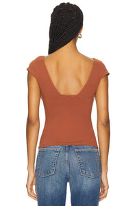 Free People Duo Corset Cami in chocolate malt - women's t-shirt - detail view