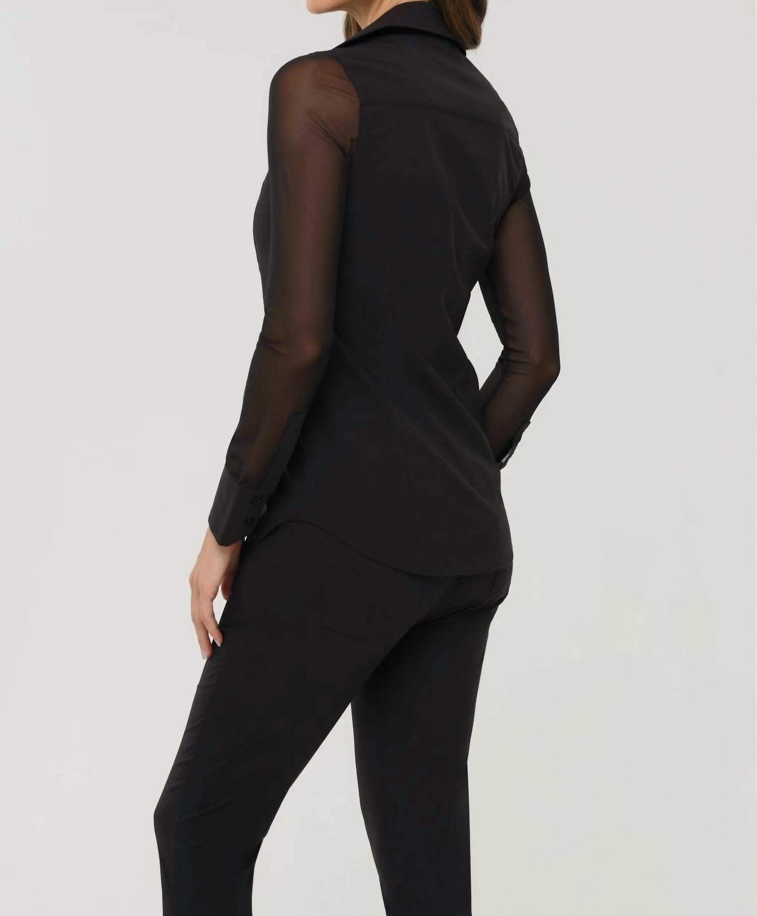 Anatomie Beth Button Front Shirt in black - women's long sleeve top - alternate view