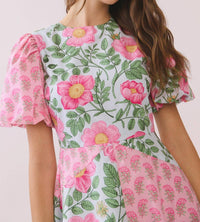 TCEC Bold Mixed Floral Pattern Midi Dress in pink - women's dress - view 5