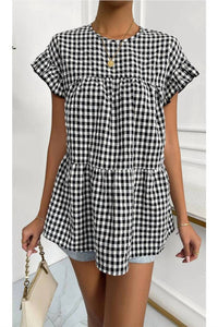 Doublju - Plaid Ruffle Top