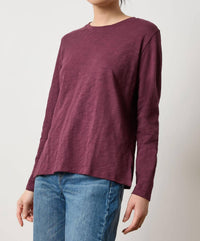 Lilla P Long Sleeve Boyfriend Tee in merlot - women's long sleeve top