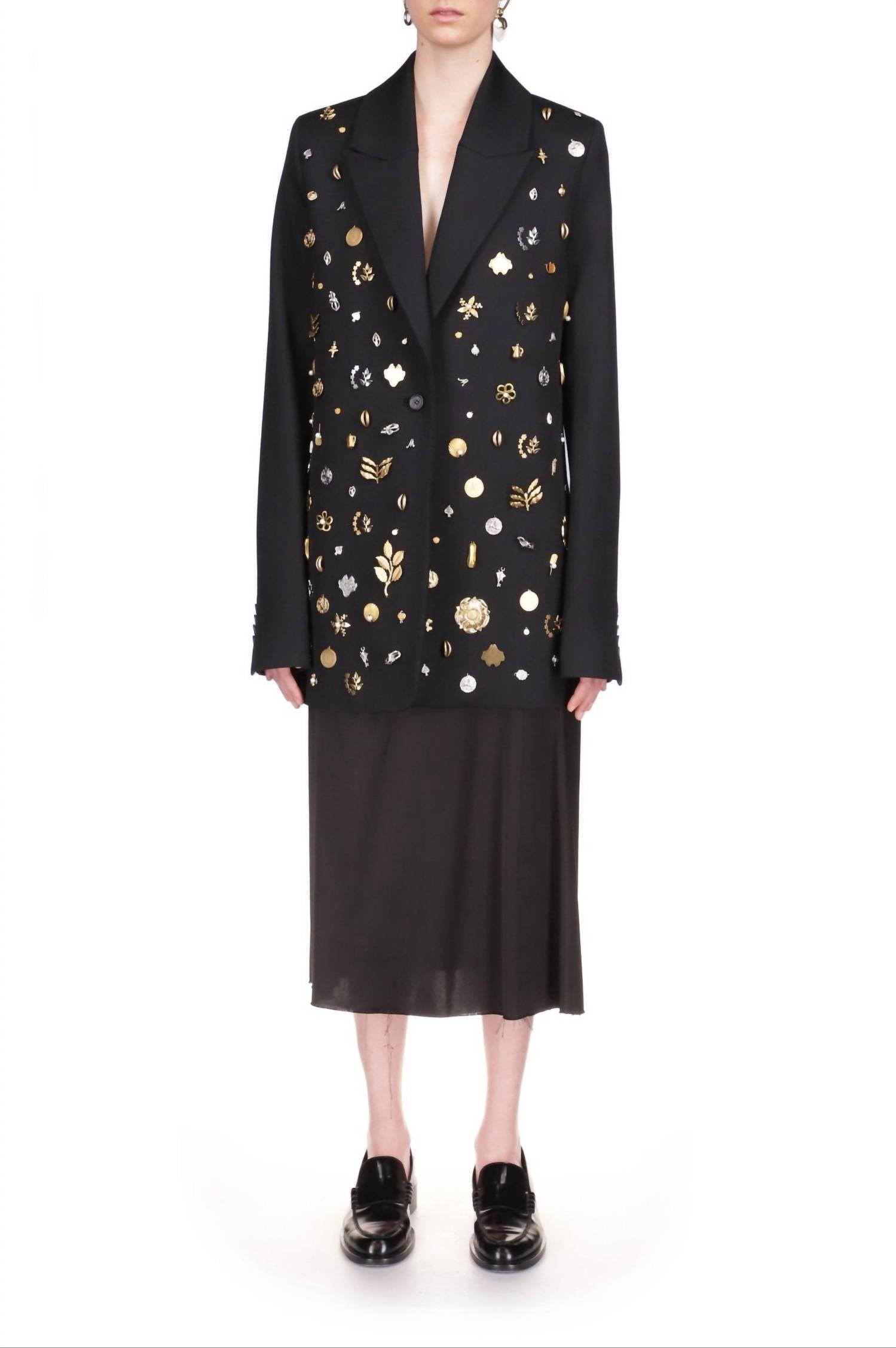 Marina Moscone - Boyfriend Assemblage Button Blazer