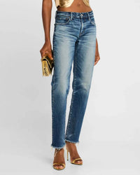Moussy Florahome Slim Straight Jeans in blue - women's jeans - alternate view