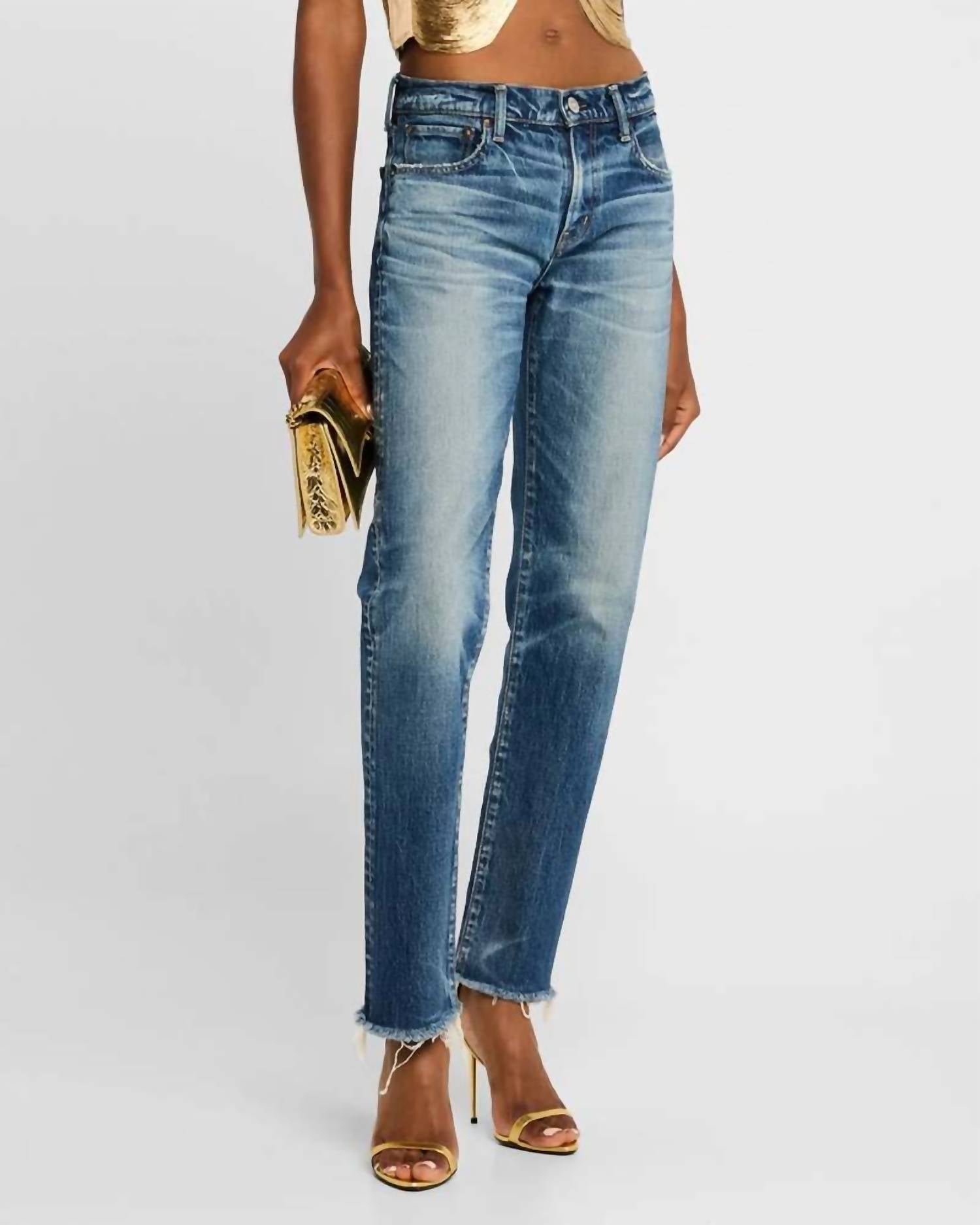 Moussy Florahome Slim Straight Jeans in blue - women's jeans - alternate view