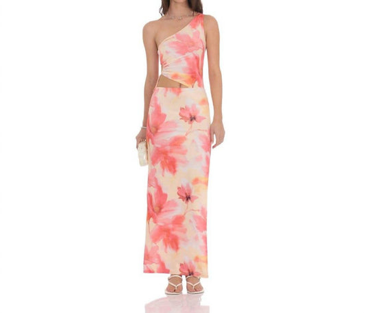 Lucy In The Sky - Floral One Shoulder Cutout Maxi Dress