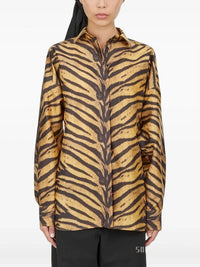 Salvatore Ferragamo Tiger Print Long-sleeved Shirt in golden yellow - women's shirt - view 122