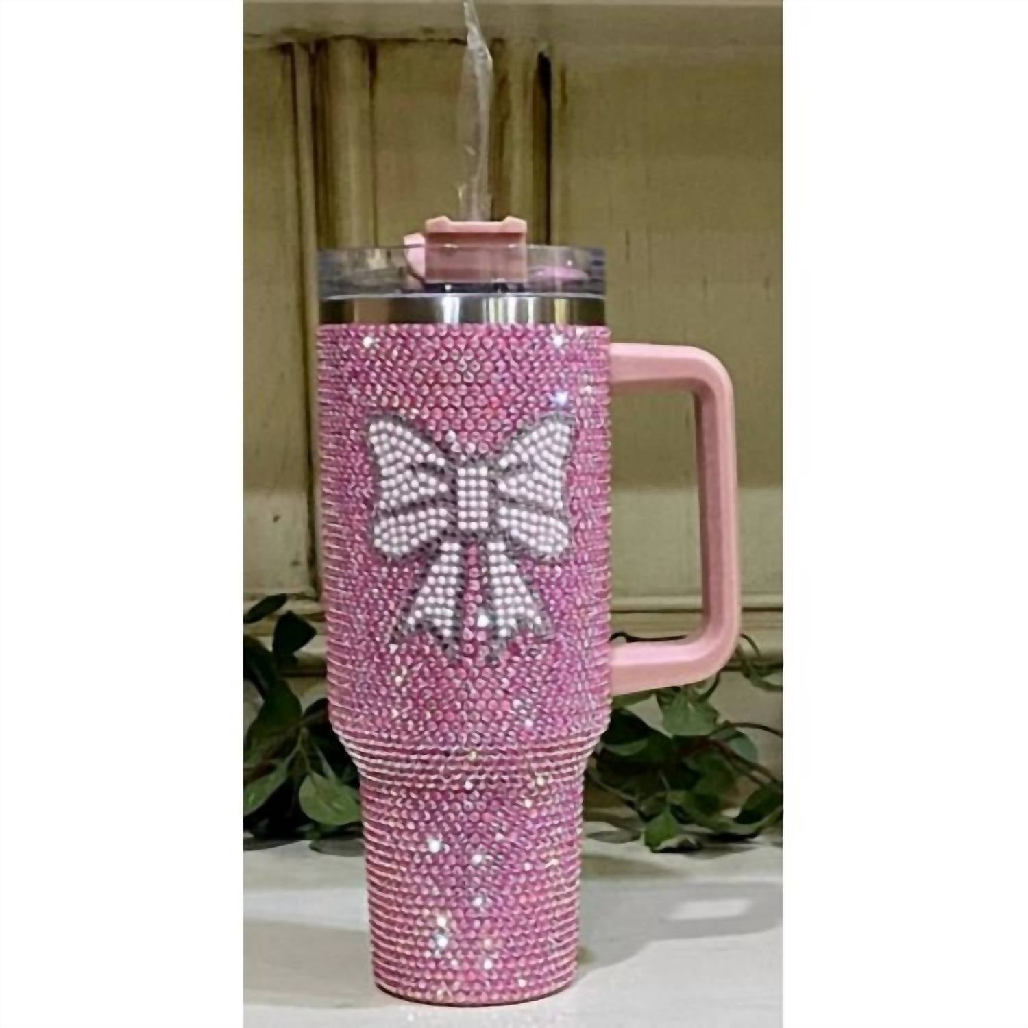 Nima Accessories - 40 Oz Rhinestone Bow Tumbler