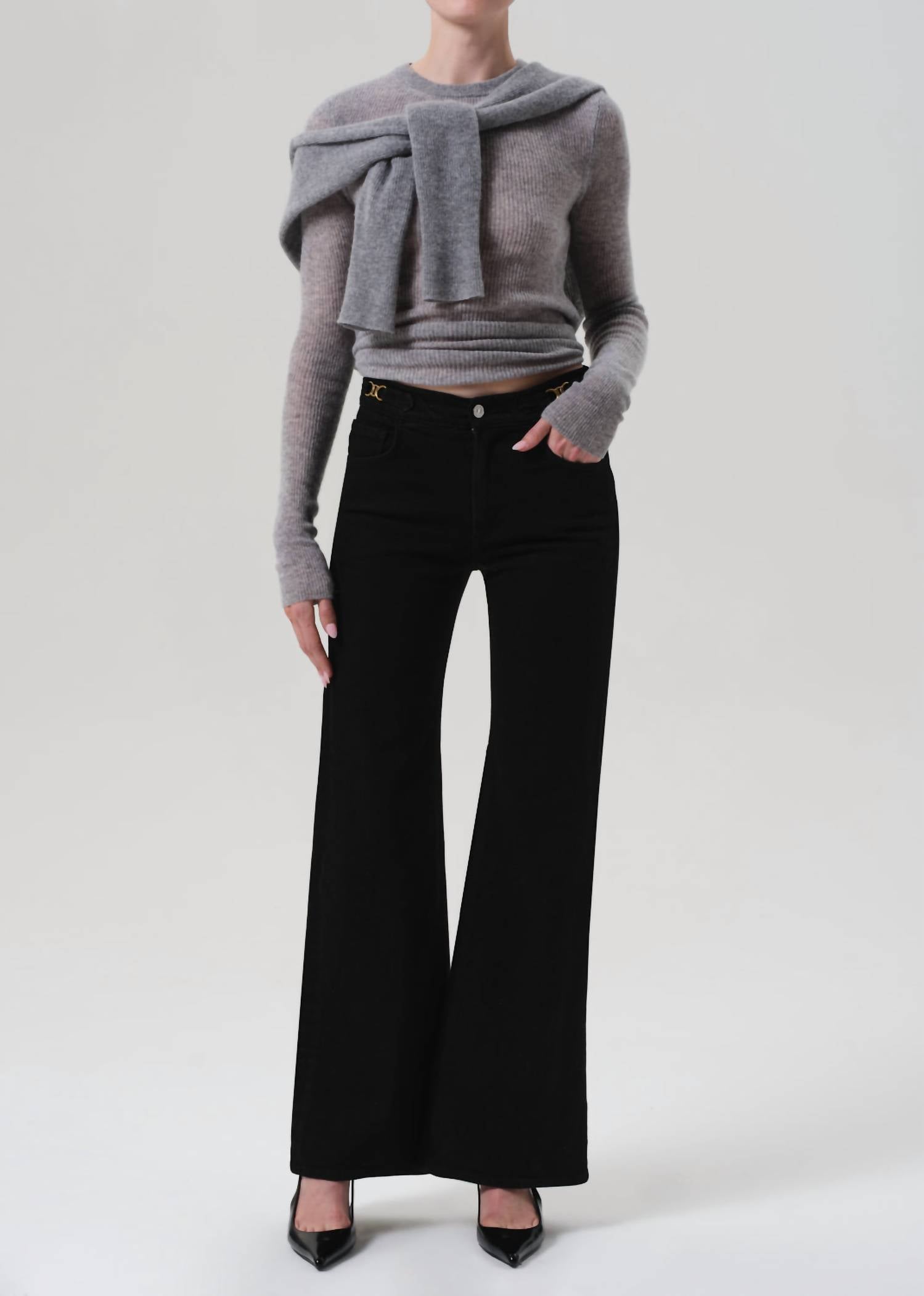 Citizens of Humanity Kimberly High Rise Flare Jeans With Horsebit in rich black - women's jeans