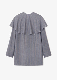 GANNI Brushed Wool Stripe Circle Collar Mini Dress in pewter - women's dress - view 4