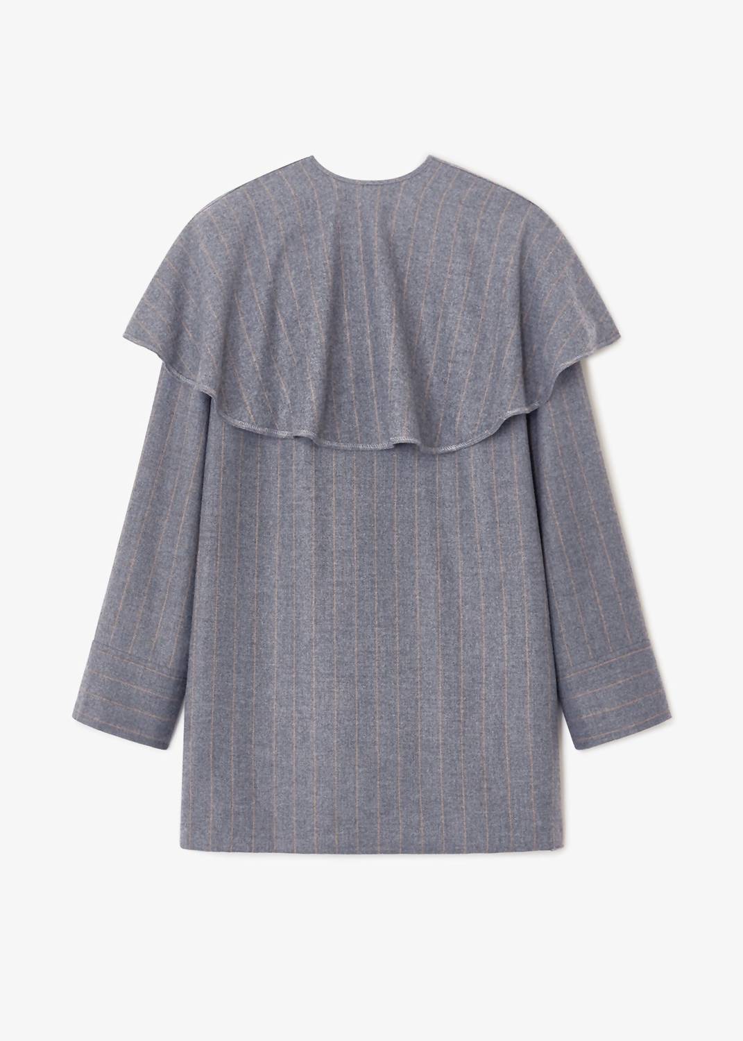GANNI Brushed Wool Stripe Circle Collar Mini Dress in pewter - women's dress - view 4