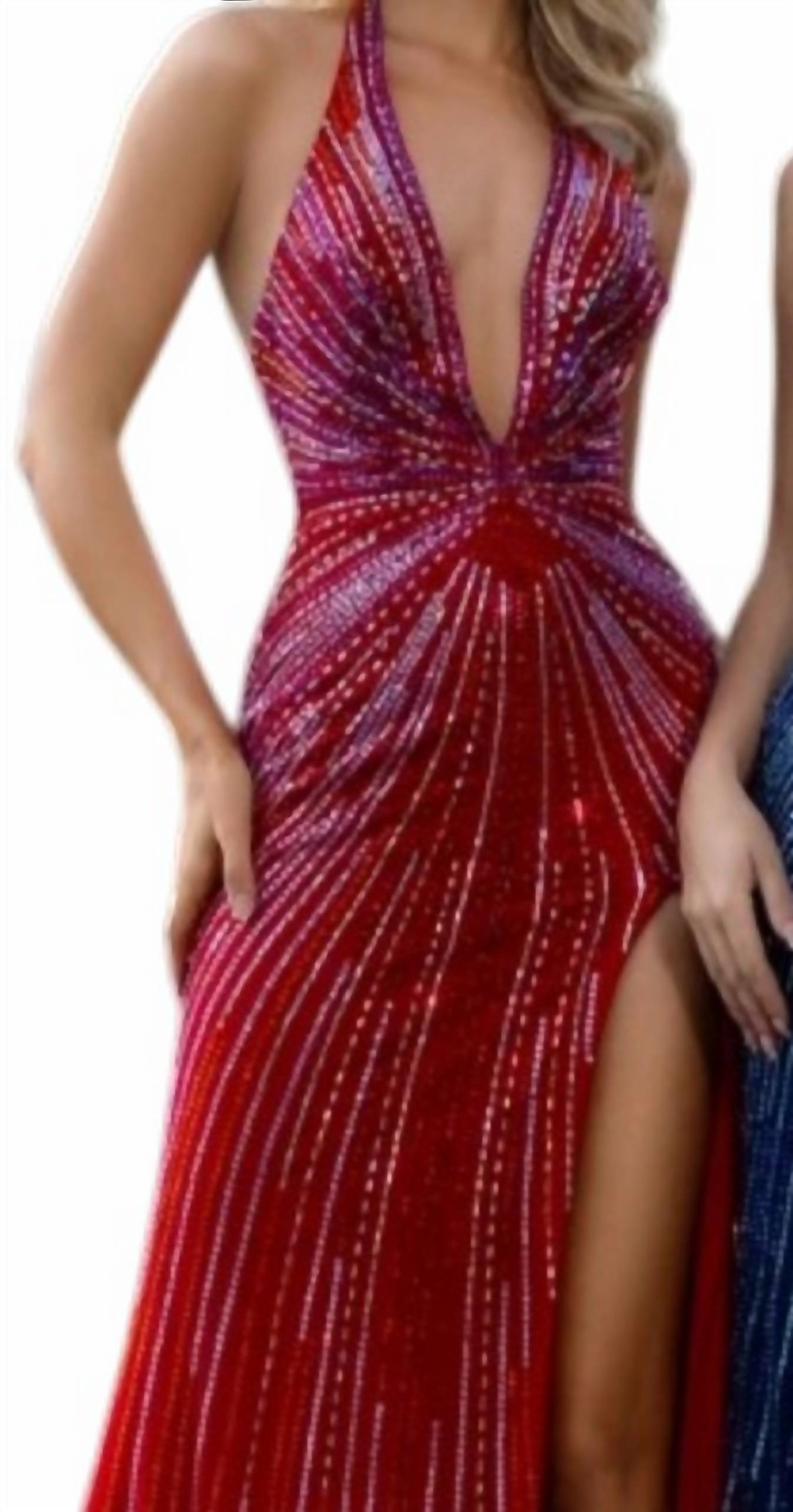 Portia&Scarlett - V Neck With High Leg Slit Gown