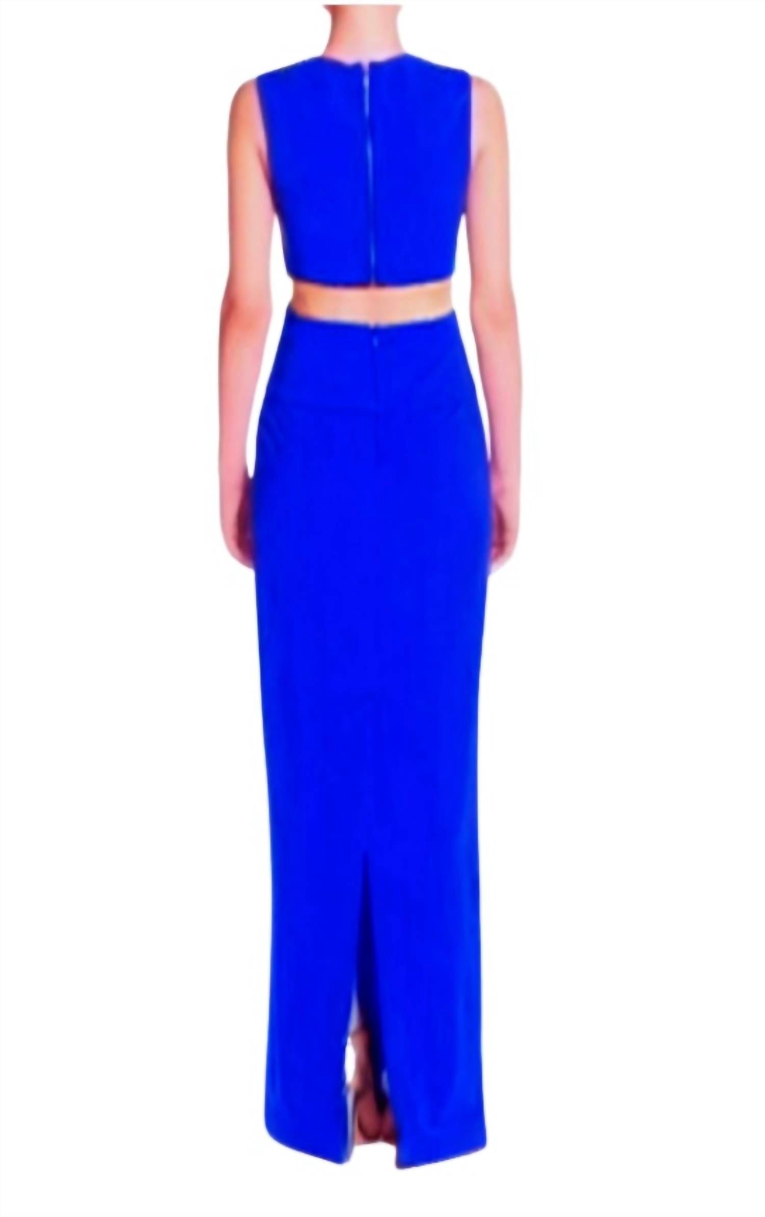 Nicole Miller - Jersey Square Neck Cutout Sheath Gown