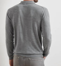 PETER MILLAR Dorset Sweater Polo in gale grey - men's shirt - detail view