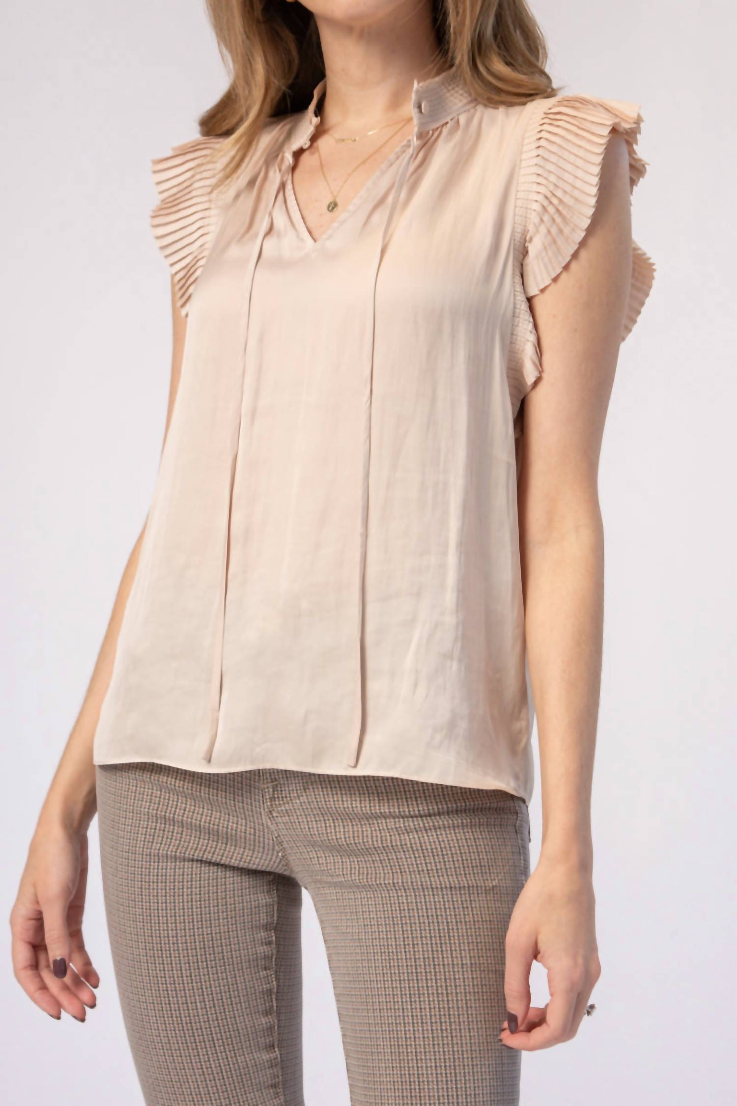 Frame - Pleated Keyhole Blouse