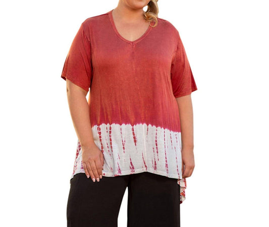 On The Plus Side - Sara Short Sleeve V-Neck Top - Plus