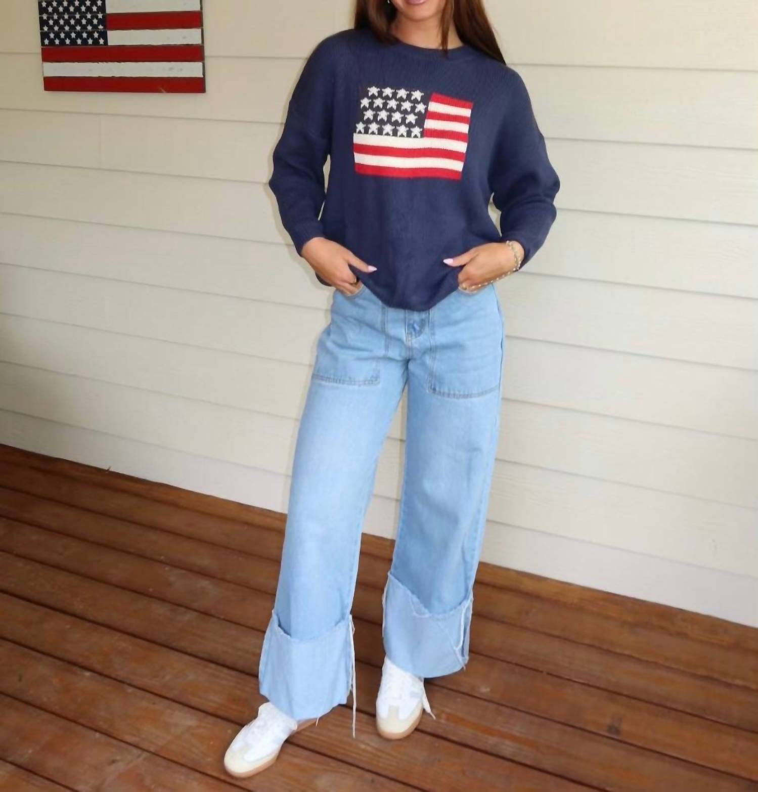 Le Lis - American Flag Sweater