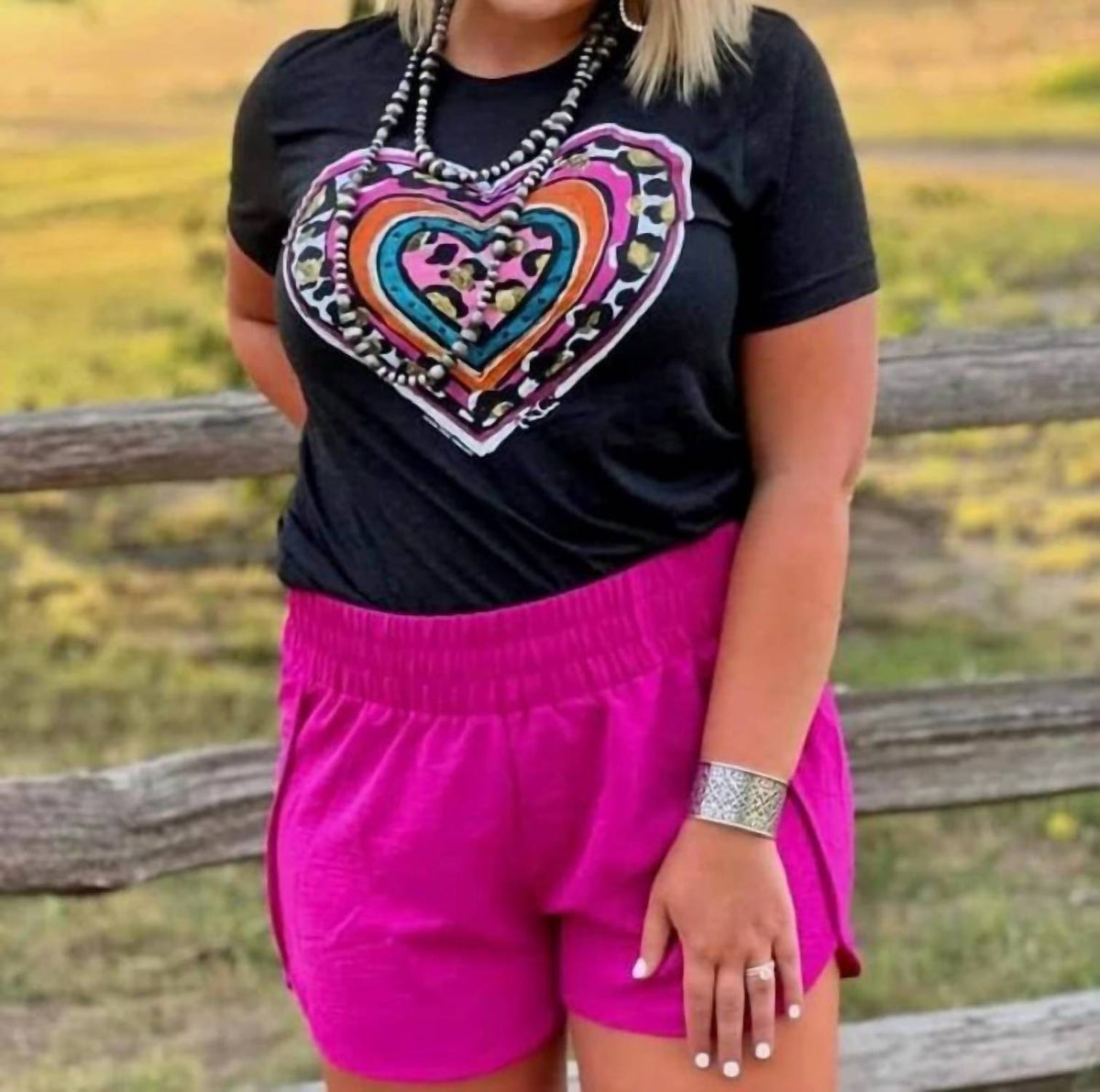 Texas True Threads - Callie Ann Stetler Leopard Heart Tee