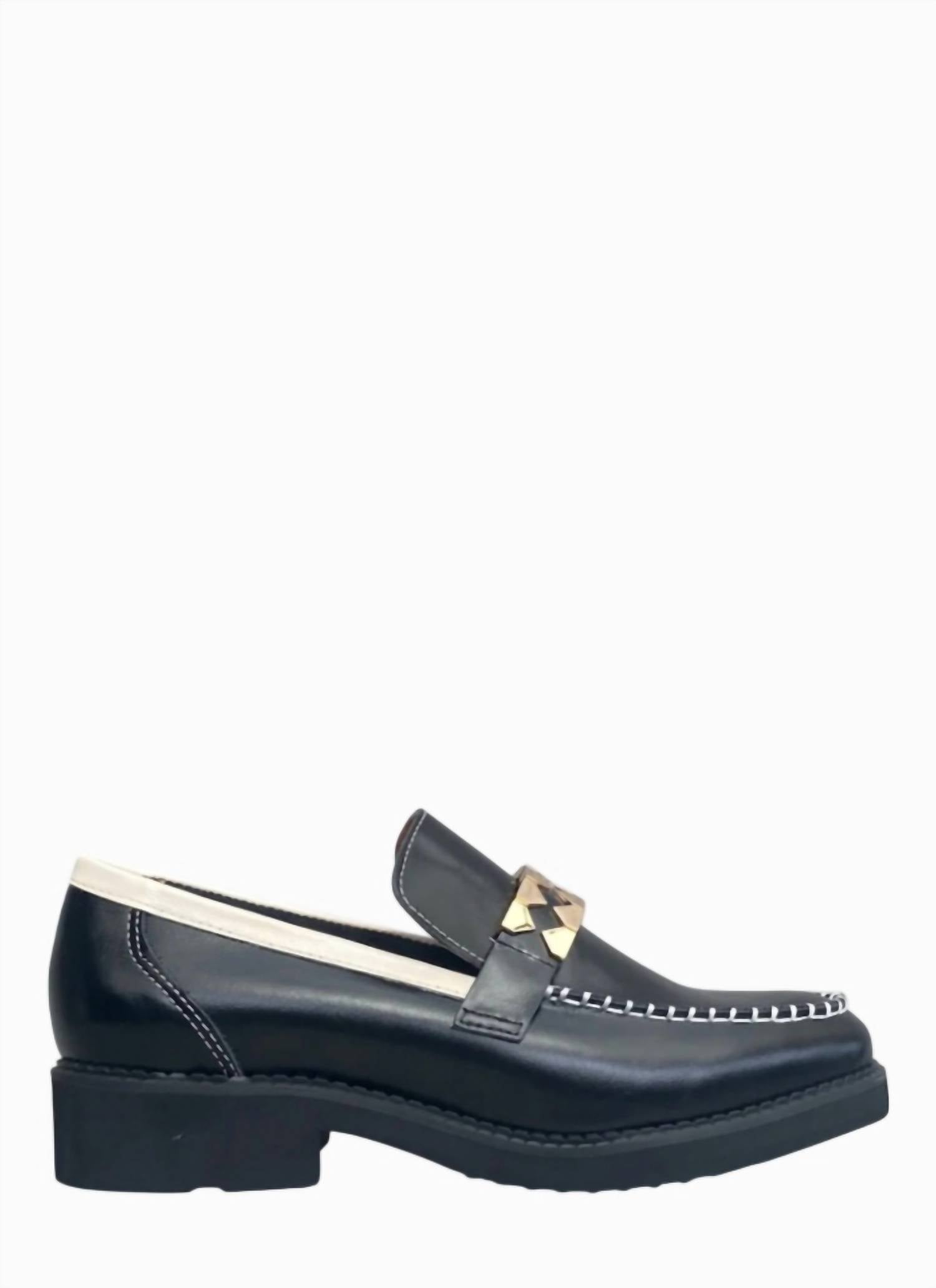 ALL BLACK Women's Clip And Stitch Loafer Shoe in black - women's flats - detail view