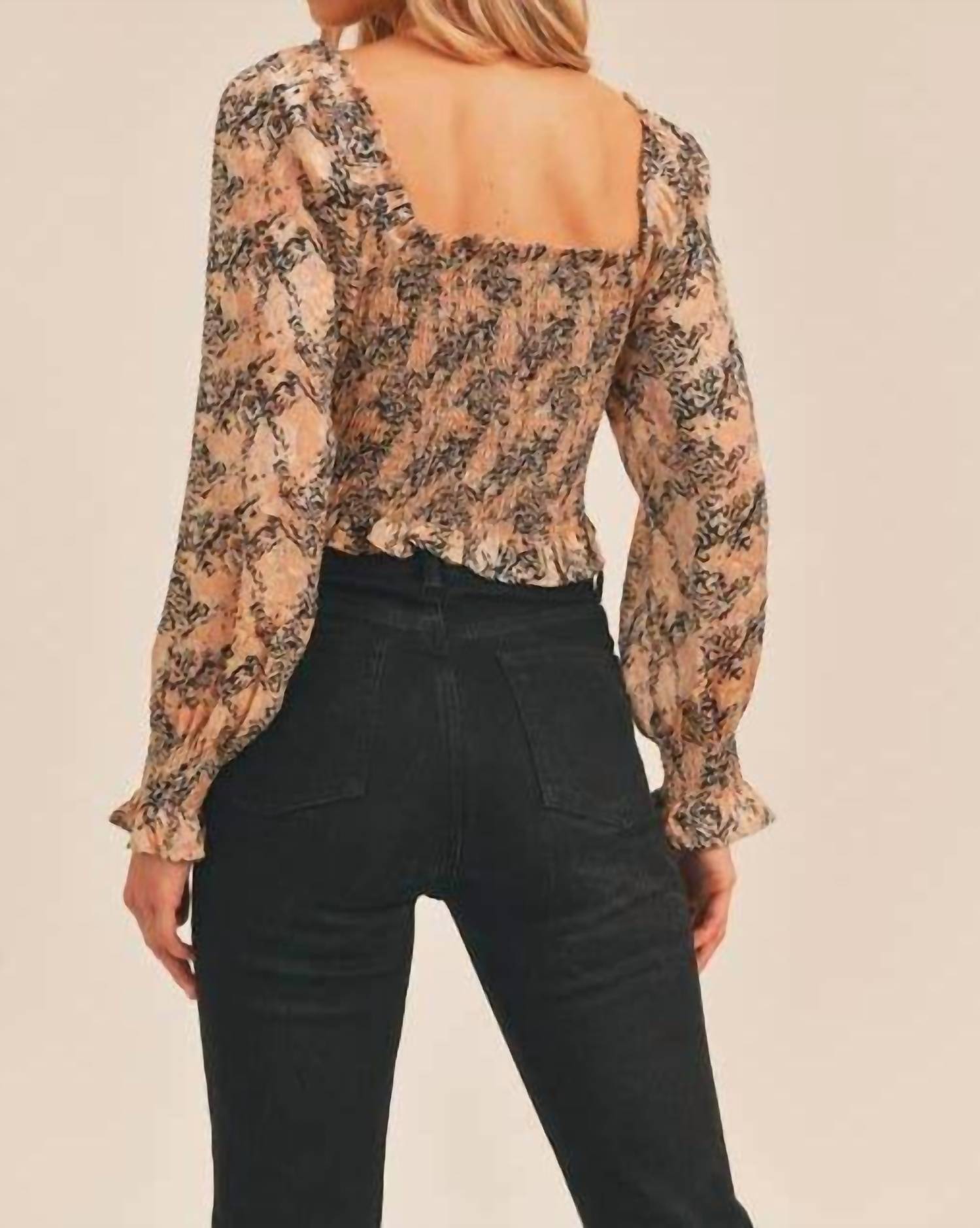 Lush - Smocked Tie Front Top
