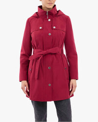 London Fog - Zip Front High-neck Hooded Trench Coat