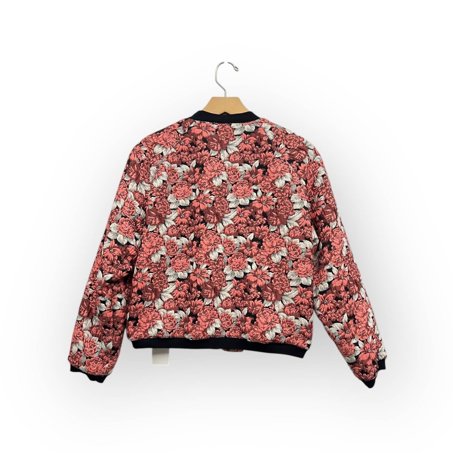 Sandro - Evora Floral Jacquard Cropped Bomber Jacket Rose Pink size 1 (US Small) NWT